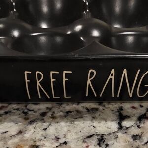 Black Egg Holder with Free Range Text